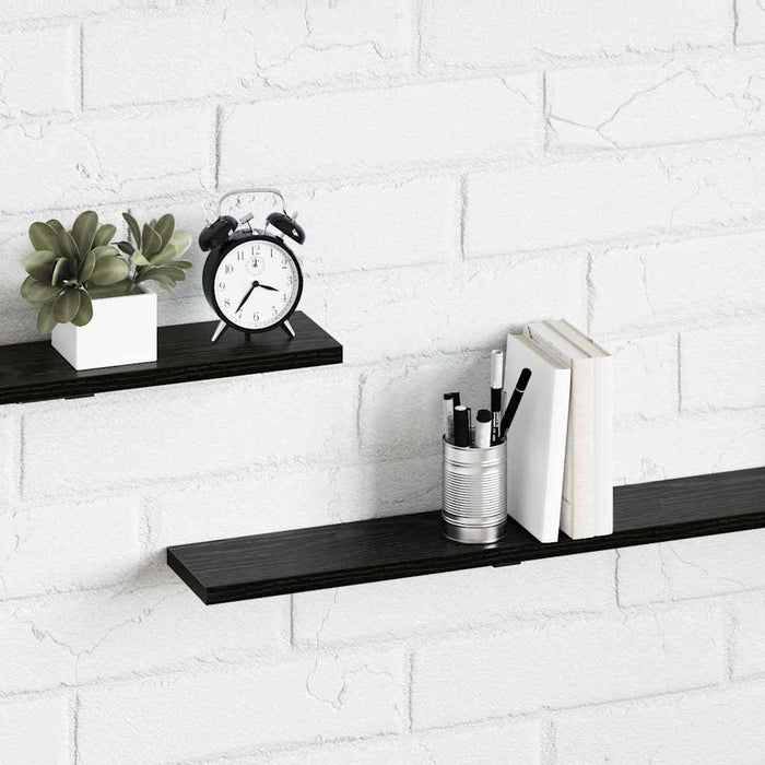 Raft pentru cărți 4 pcs Negru 100 x 10 x 1,5 cm Lemn compozit - WALTI WALTI