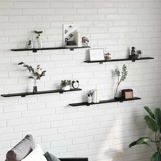 Raft pentru cărți 4 pcs Negru 100 x 10 x 1,5 cm Lemn compozit - WALTI WALTI