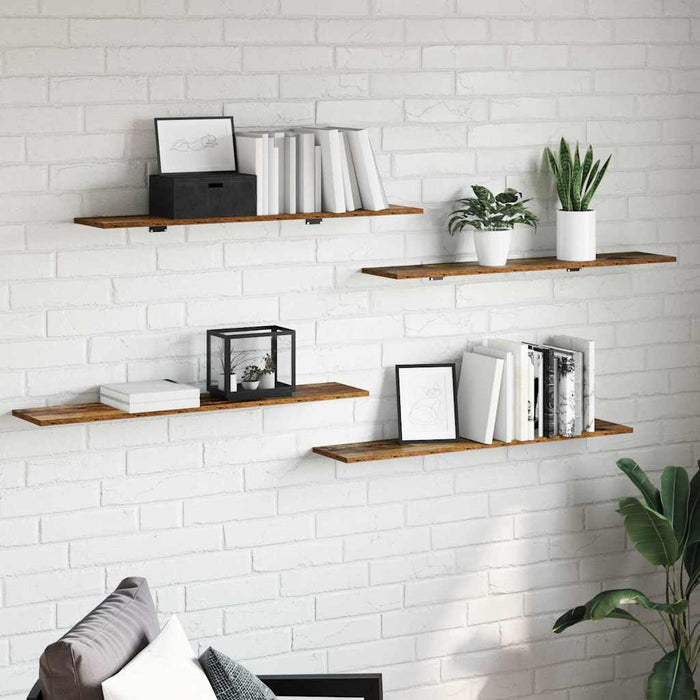Raft pentru cărți 4 pcs Maro 100 x 20 x 1,5 cm Lemn compozit - WALTI WALTI