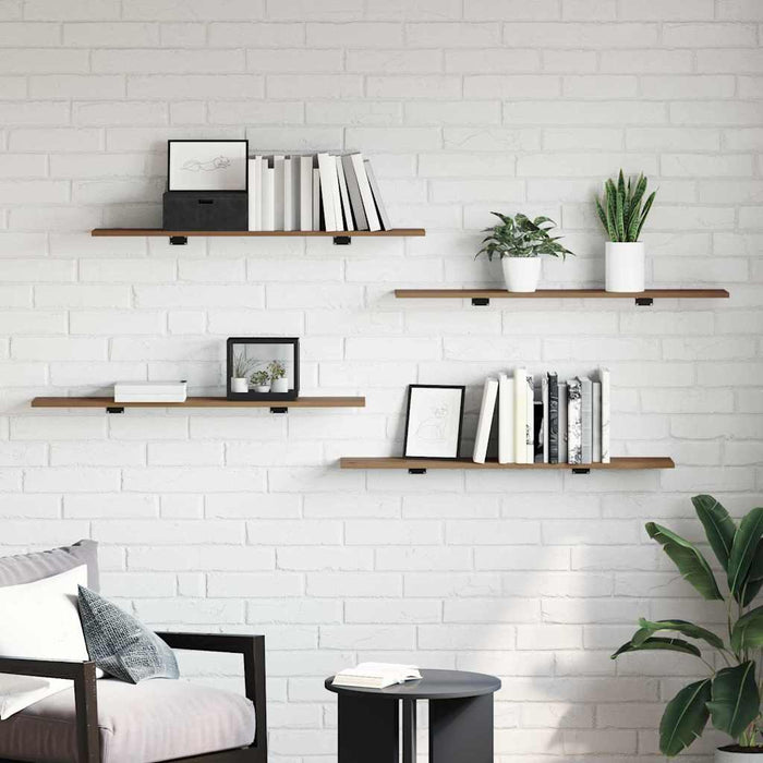 Raft pentru cărți 4 pcs Maro 100 x 20 x 1,5 cm Lemn compozit - WALTI WALTI