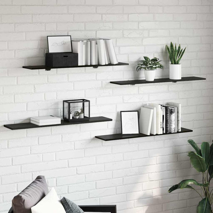 Raft pentru cărți 4 pcs Negru 100 x 20 x 1,5 cm Lemn compozit - WALTI WALTI