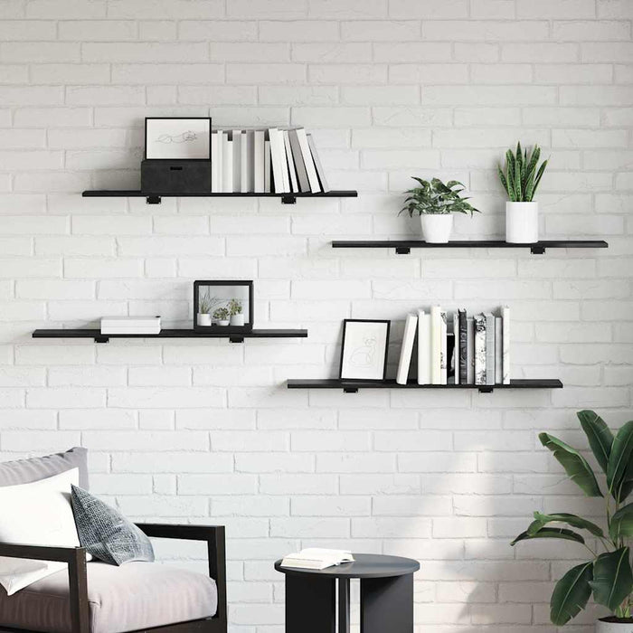 Raft pentru cărți 4 pcs Negru 100 x 20 x 1,5 cm Lemn compozit - WALTI WALTI