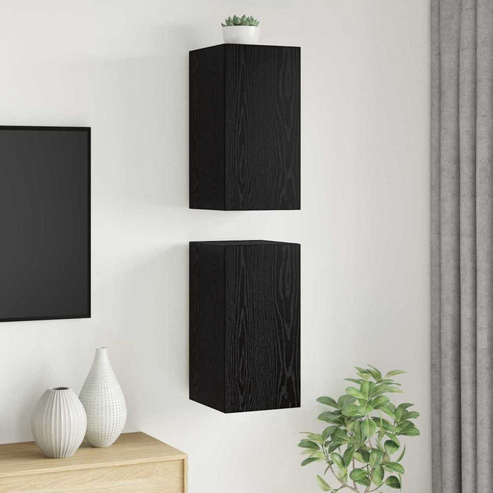 Dulap pentru TV pe Perete 2 pcs Stejar Negru 30,5 x 30 x 60 cm - WALTI WALTI
