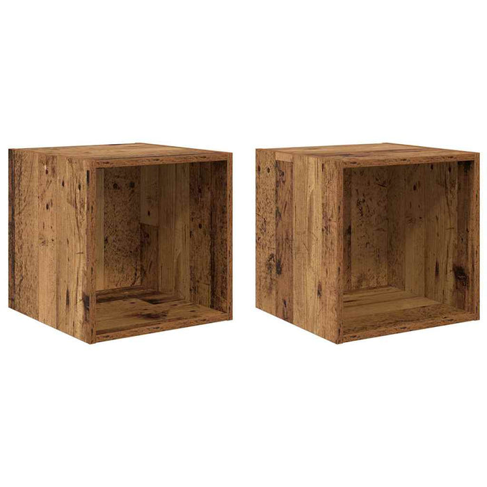Dulap de perete 2 pcs Lemn vechi 37 x 37 x 37 cm Lemn compozit - WALTI WALTI