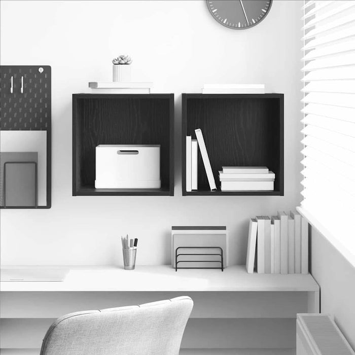 Dulap de perete cu raft 2 pcs Stejar Negru 37 x 37 x 37 cm - WALTI WALTI