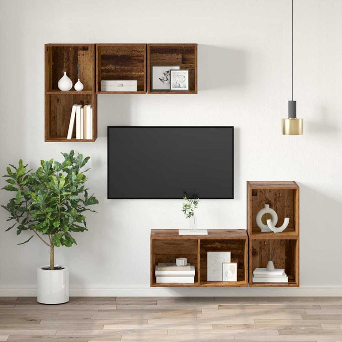 Dulap TV Pe perete Lemn vechi 37 x 37 x 72 cm Lemn compozit - WALTI WALTI