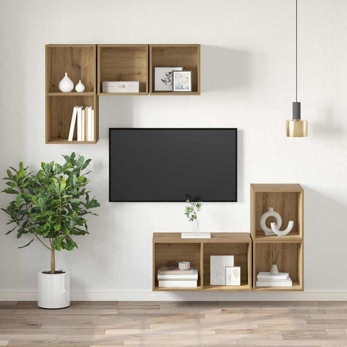 Dulap TV stejar artizanal 37 x 37 x 72 cm Lemn compozit - WALTI WALTI