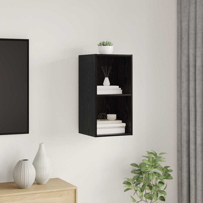 Dulap TV Pe perete Stejar negru 37 x 37 x 72 cm Lemn compozit - WALTI WALTI