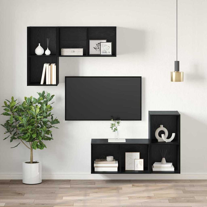 Dulap TV Pe perete Stejar negru 37 x 37 x 72 cm Lemn compozit - WALTI WALTI