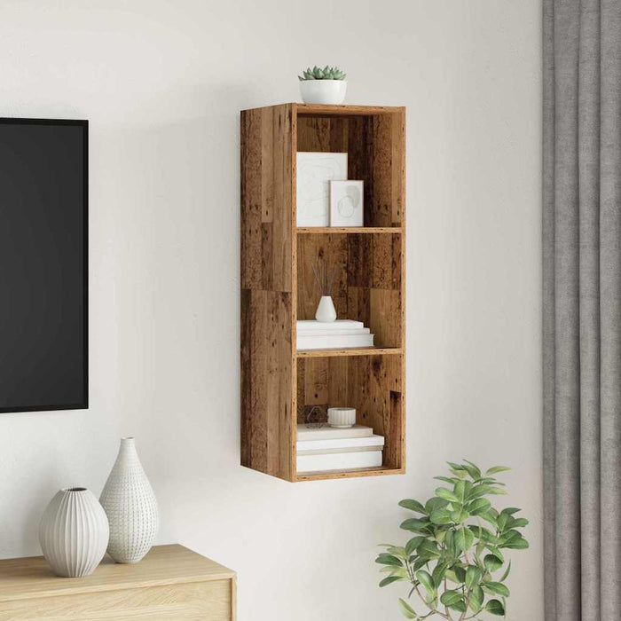 Dulap TV Pe perete Lemn vechi 37 x 37 x 107 cm Lemn compozit - WALTI WALTI