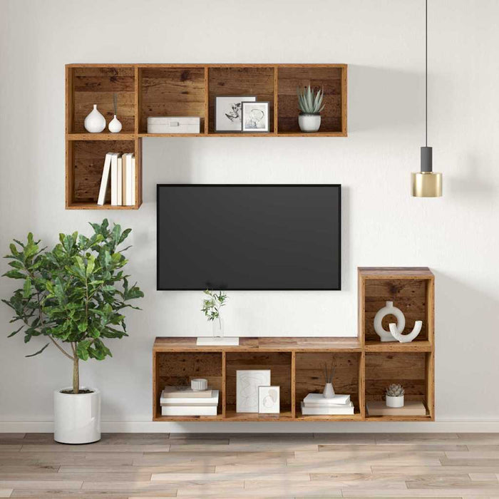 Dulap TV Pe perete Lemn vechi 37 x 37 x 107 cm Lemn compozit - WALTI WALTI