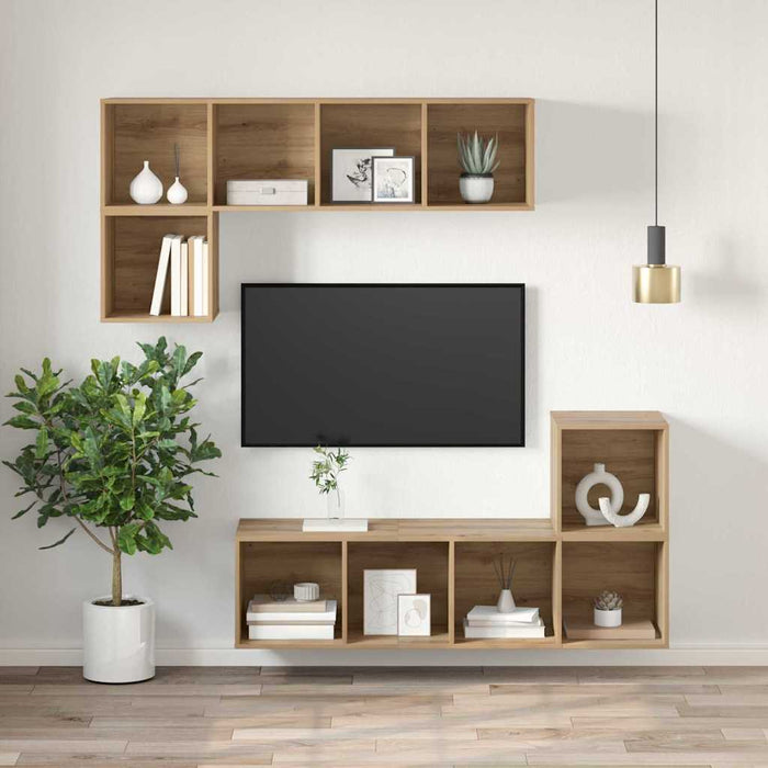 Dulap TV stejar artizanal 37 x 37 x 107 cm Lemn compozit - WALTI WALTI