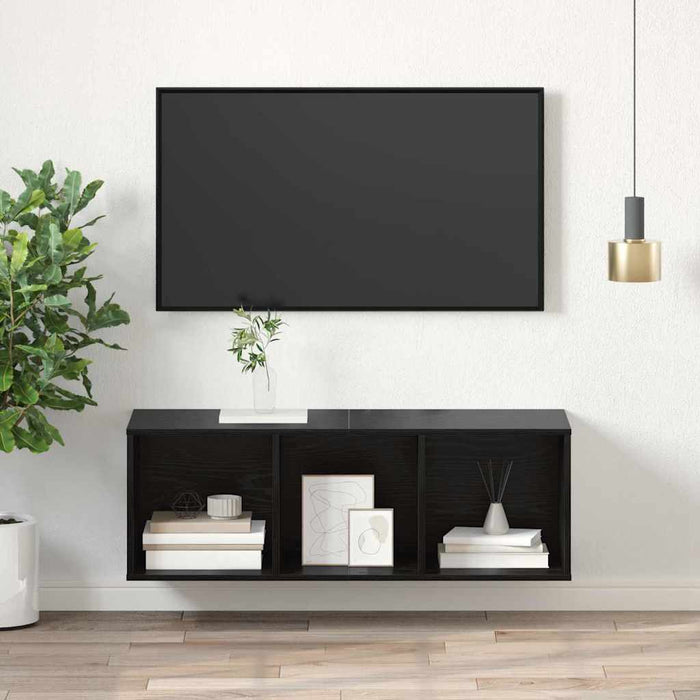 Dulap TV Pe perete Stejar negru 37 x 37 x 107 cm Lemn compozit - WALTI WALTI