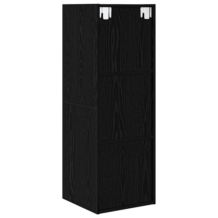 Dulap TV Pe perete Stejar negru 37 x 37 x 107 cm Lemn compozit - WALTI WALTI