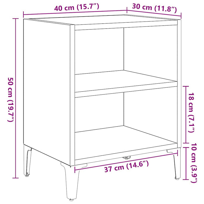 Dulap de noapte Stejar Artizanal 40 x 30 x 50 cm Lemn compozit - WALTI WALTI