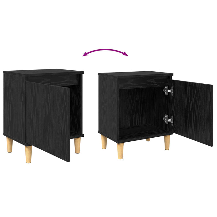 Dulap de noapte Stejar Negru 40 x 30 x 50 cm Lemn compozit - WALTI WALTI
