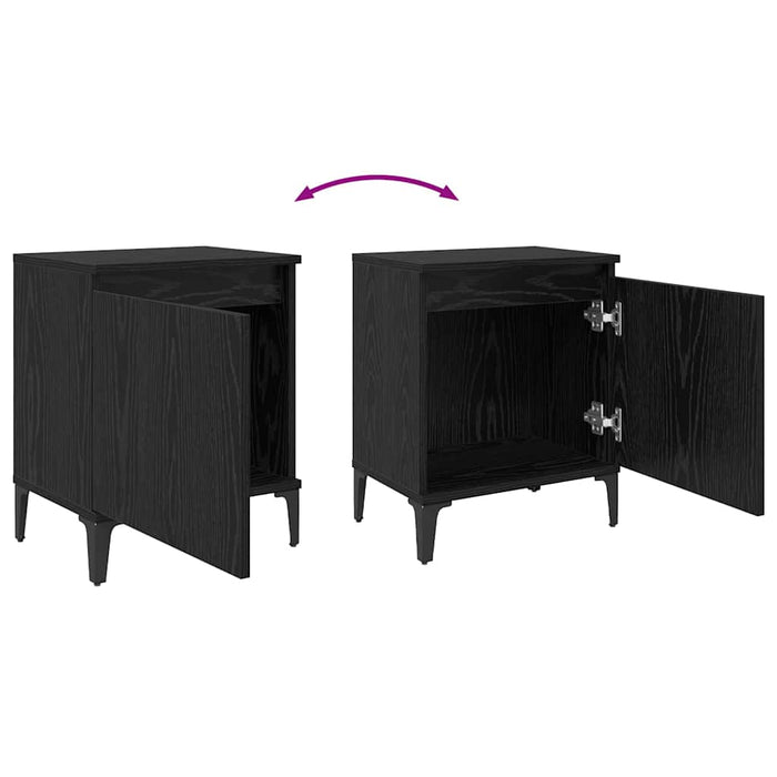 Dulap de noapte Stejar Negru 40 x 30 x 50 cm Lemn compozit - WALTI WALTI