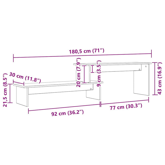 Cabinet TV Stejar negru 180 x 30 x 43 cm Lemn compozit - WALTI WALTI