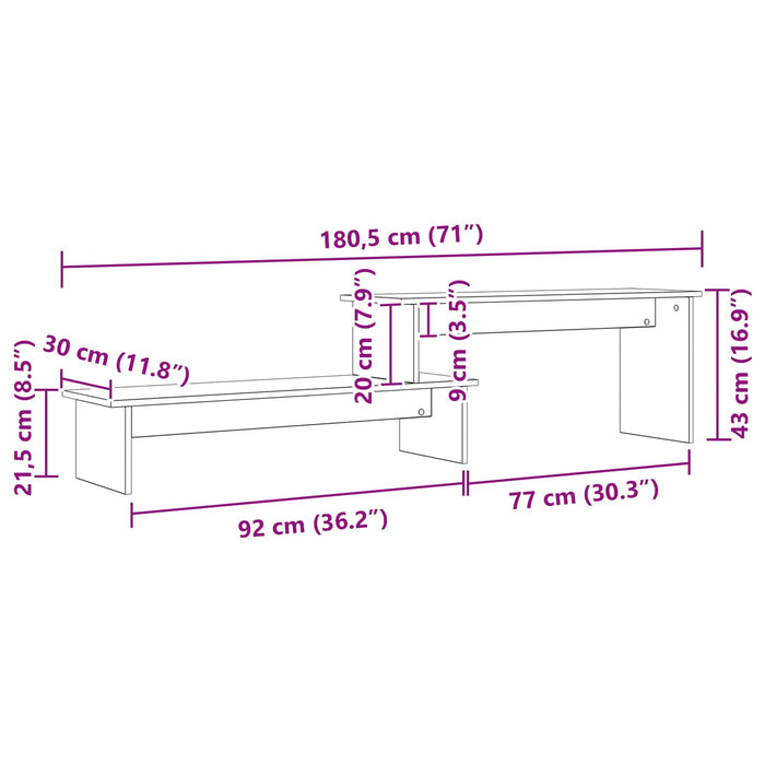 Set comodă TV Stejar Negru 180,5 x 30 x 43 cm Lemn compozit WALTI