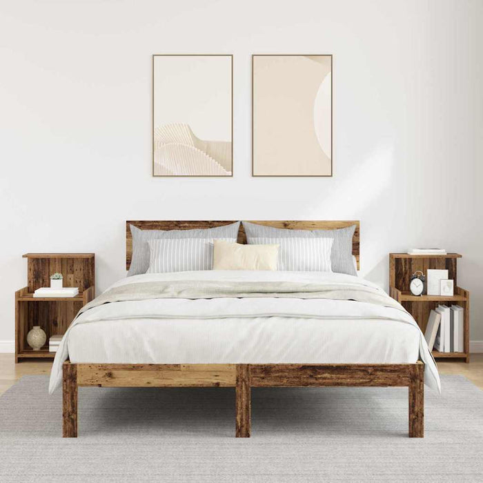 Dulap de noapte 2 pcs Lemn vechi 40 x 35 x 60 cm Lemn compozit - WALTI WALTI