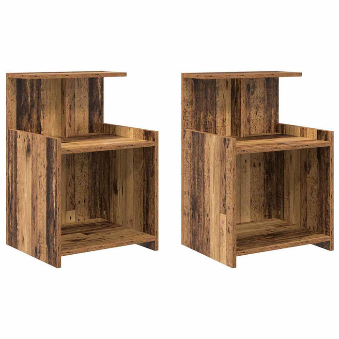 Dulap de noapte 2 pcs Lemn vechi 40 x 35 x 60 cm Lemn compozit - WALTI WALTI