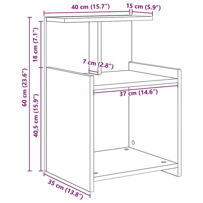 Dulap de noapte 2 pcs Lemn vechi 40 x 35 x 60 cm Lemn compozit - WALTI WALTI