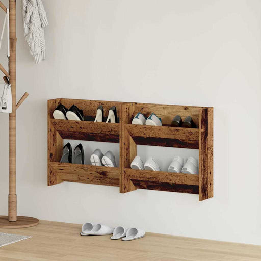 Dulap pentru pantofi cu raft 2 pcs Lemn vechi 60 x 18 x 60 cm - WALTI WALTI