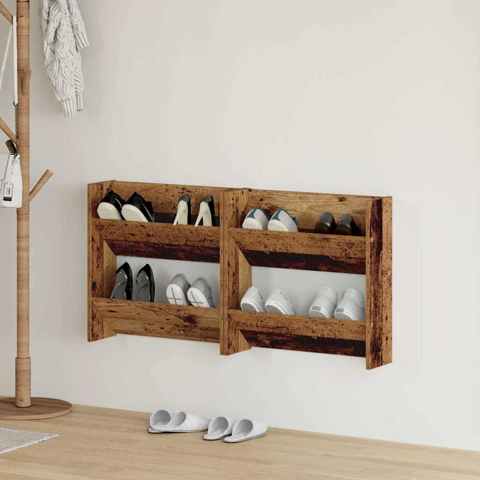 Dulap pentru pantofi cu raft 2 pcs Lemn vechi 60 x 18 x 60 cm - WALTI WALTI