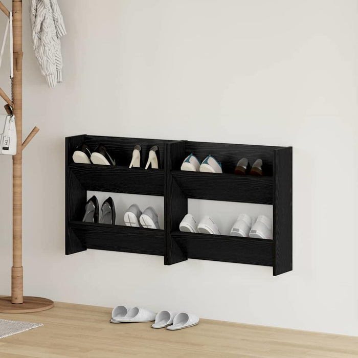 Dulap pentru pantofi cu raft 2 pcs Stejar Negru 60 x 18 x 60 cm - WALTI WALTI
