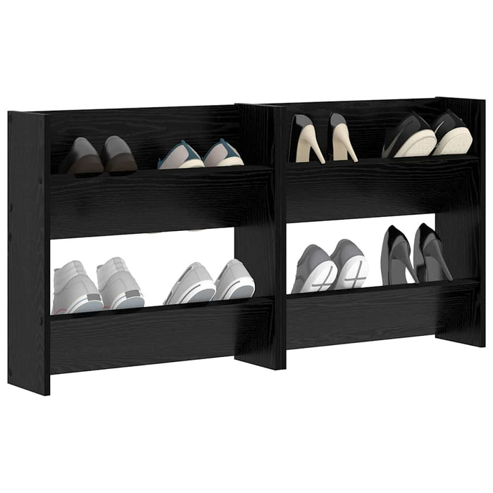 Dulap pentru pantofi cu raft 2 pcs Stejar Negru 60 x 18 x 60 cm - WALTI WALTI