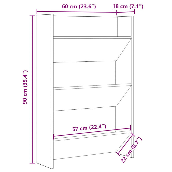 Dulap pentru pantofi 2 pcs Stejar Artizanal 60 x 18 x 90 cm - WALTI WALTI