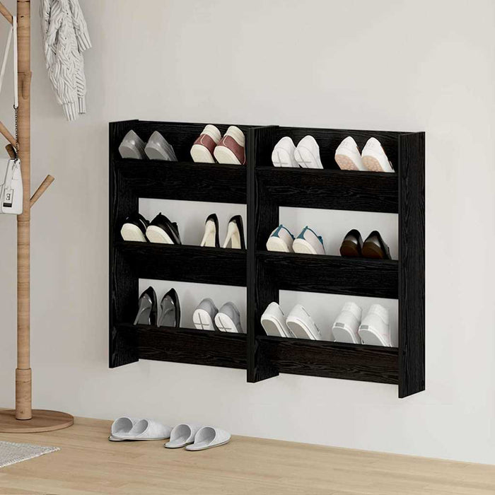 Dulap pentru pantofi cu raft 2 pcs Stejar Negru 60 x 18 x 90 cm - WALTI WALTI