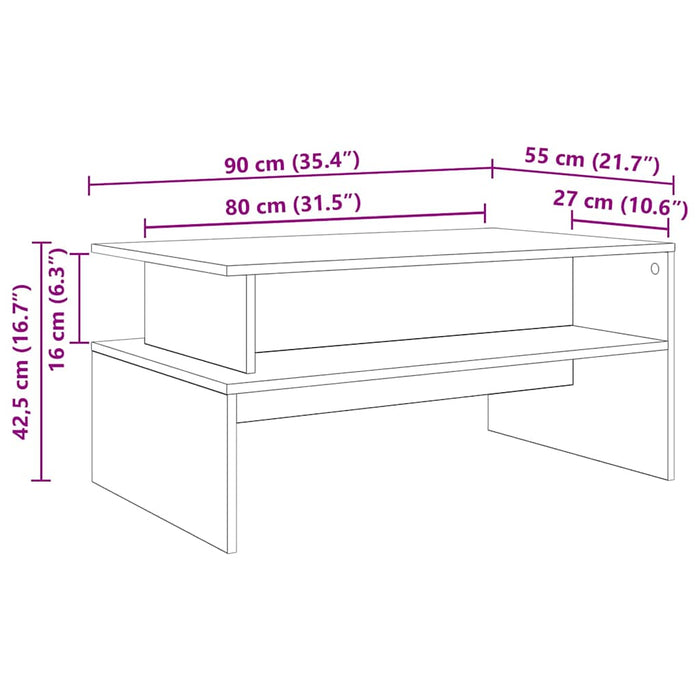 Masă de cafea Stejar negru 90 x 55 x 42.5 cm Lemn compozit - WALTI WALTI