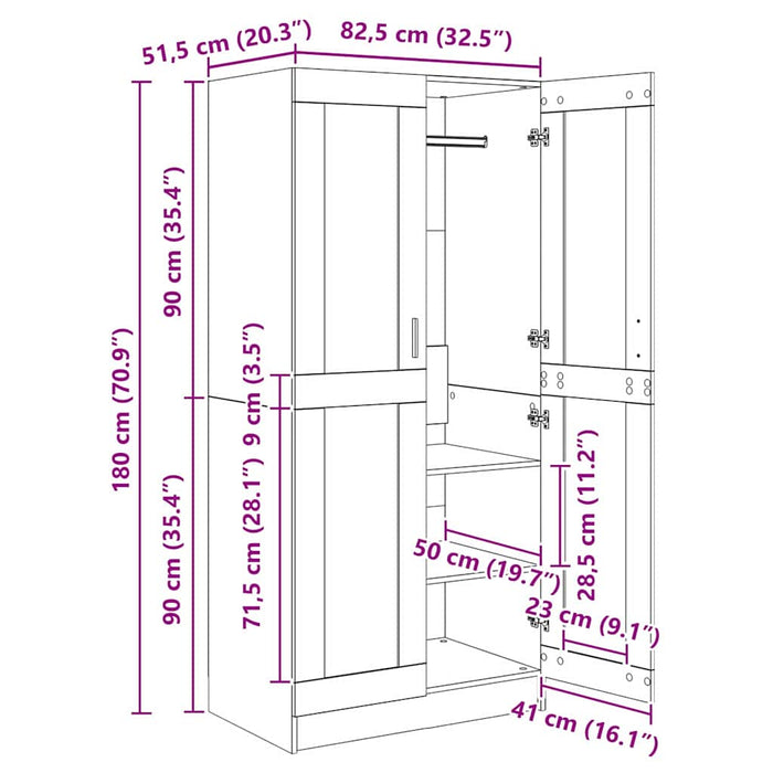 Dulap Lemn vechi 82,5 x 51,5 x 180 cm Lemn prelucrat WALTI