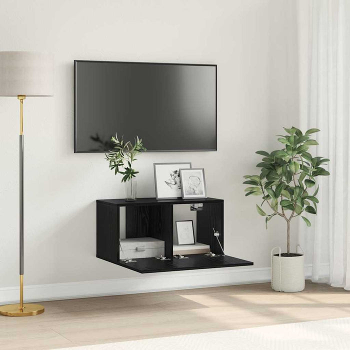 Set comodă TV Pe perete Negru 60 x 30 x 30 cm Lemn compozit - WALTI WALTI