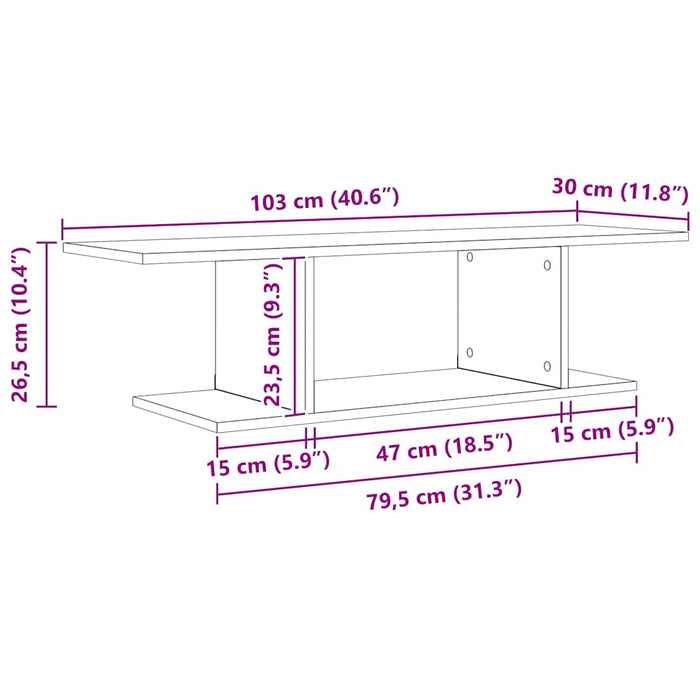 Set comodă TV Pe perete Negru 103 x 30 x 26,5 cm Lemn compozit - WALTI WALTI