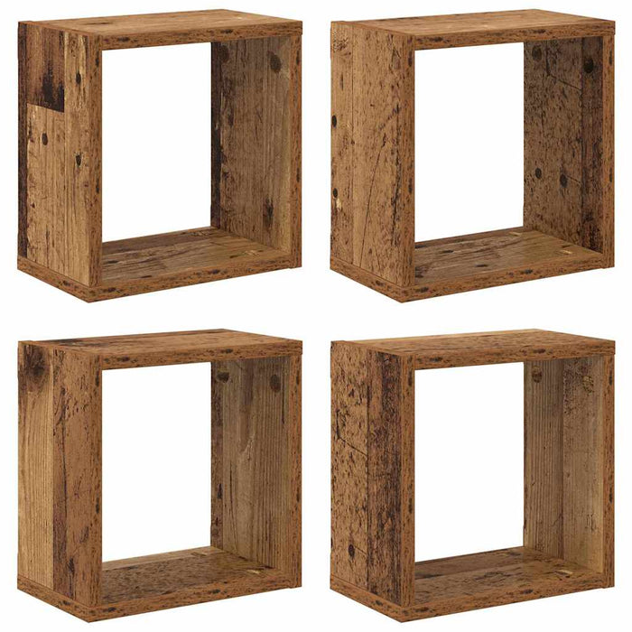 Șemele de perete cu raft 4 pcs Lemn vechi Lemn compozit WALTI