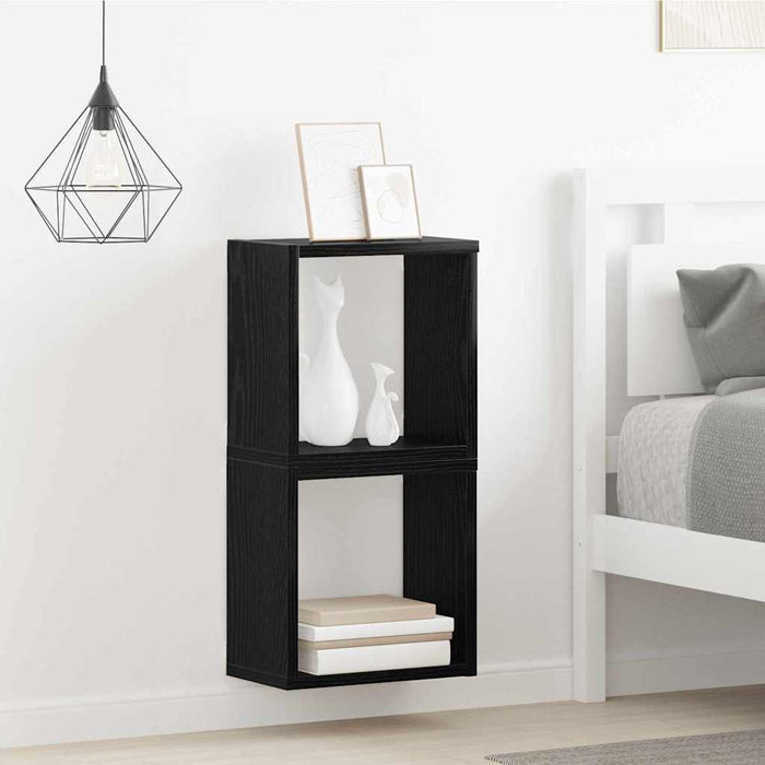 Rafturi de perete cu raft 2 pcs Stejar Negru 26 x 15 x 26 cm - WALTI WALTI