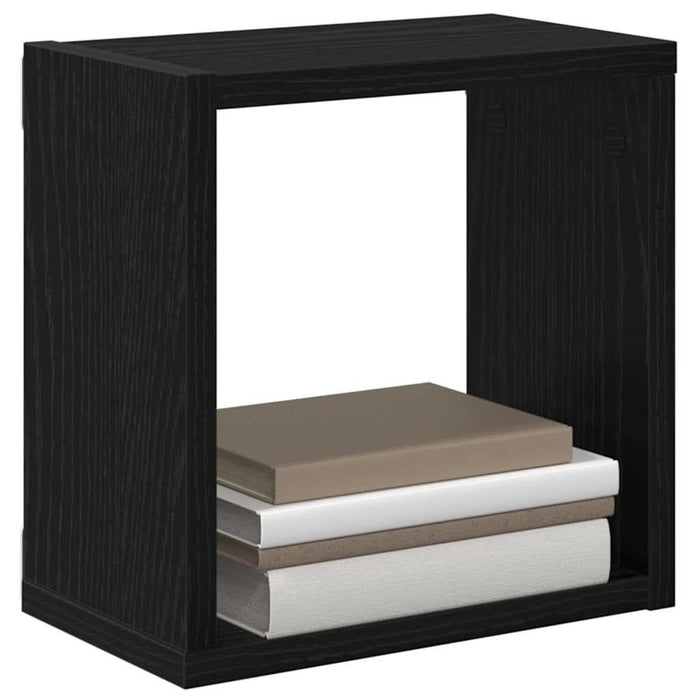 Rafturi de perete cu raft 2 pcs Stejar Negru 26 x 15 x 26 cm - WALTI WALTI