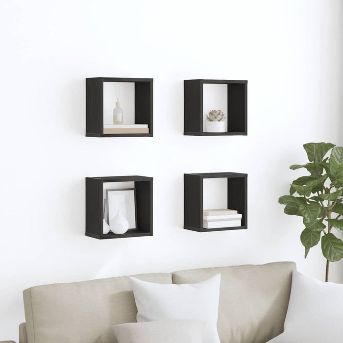 Rafturi de perete cu raft 4 pcs Stejar negru 26 x 15 x 26 cm - WALTI WALTI