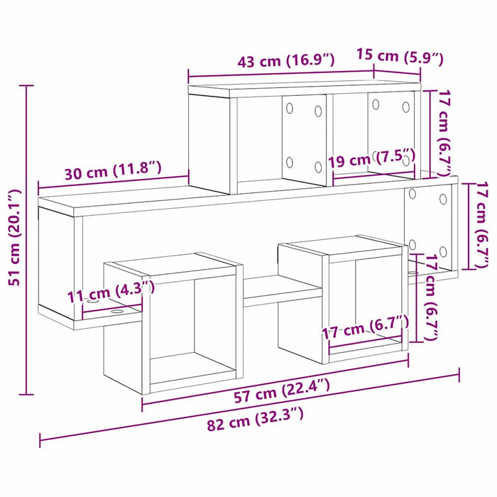 Raft de perete cu raft Lemn vechi 82 x 15 x 51 cm Lemn compozit - WALTI WALTI