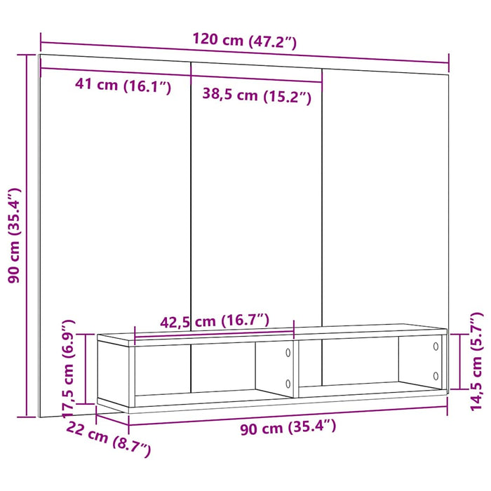 Set comodă TV Lemn Vechi 120 x 23,5 x 90 cm Lemn compozit - WALTI WALTI