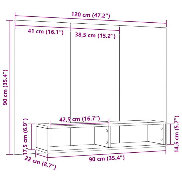 Set comodă TV Stejar Artizanal 120 x 23,5 x 90 cm Lemn compozit - WALTI WALTI