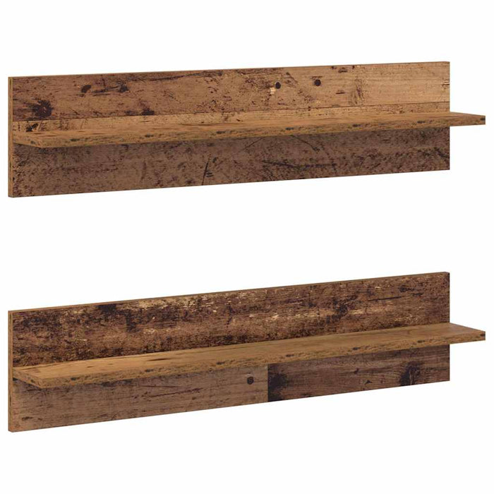 Șemele de perete cu raft 2 pcs Lemn vechi 80 x 11.5 x 18 cm - WALTI WALTI