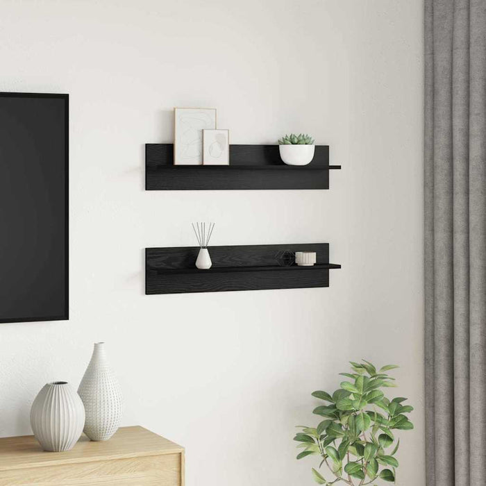 Șemele de perete cu raft 2 pcs Stejar negru 80 x 11.5 x 18 cm - WALTI WALTI