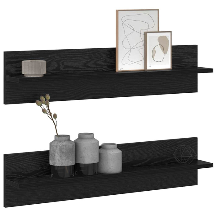 Șemele de perete cu raft 2 pcs Stejar negru 80 x 11.5 x 18 cm - WALTI WALTI