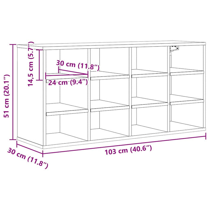 Dulap pentru pantofi cu raft Stejar Artizanal 103 x 30 x 51 cm - WALTI WALTI