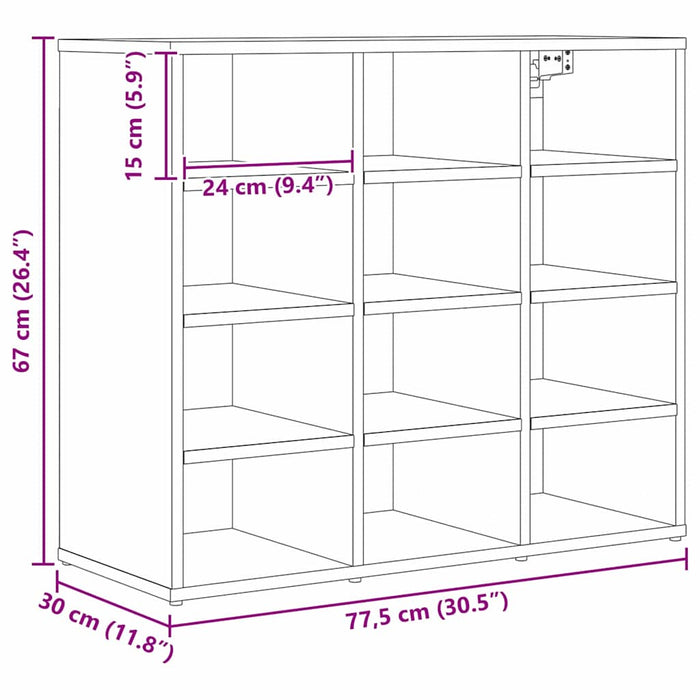 Dulap pentru pantofi Lemn vechi 77,5 x 30 x 67 cm Lemn compozit - WALTI WALTI