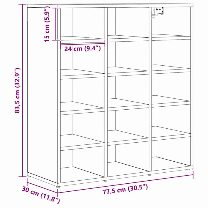 Dulap pentru pantofi Stejar Artizanal 77,5 x 30 x 83,5 cm - WALTI WALTI