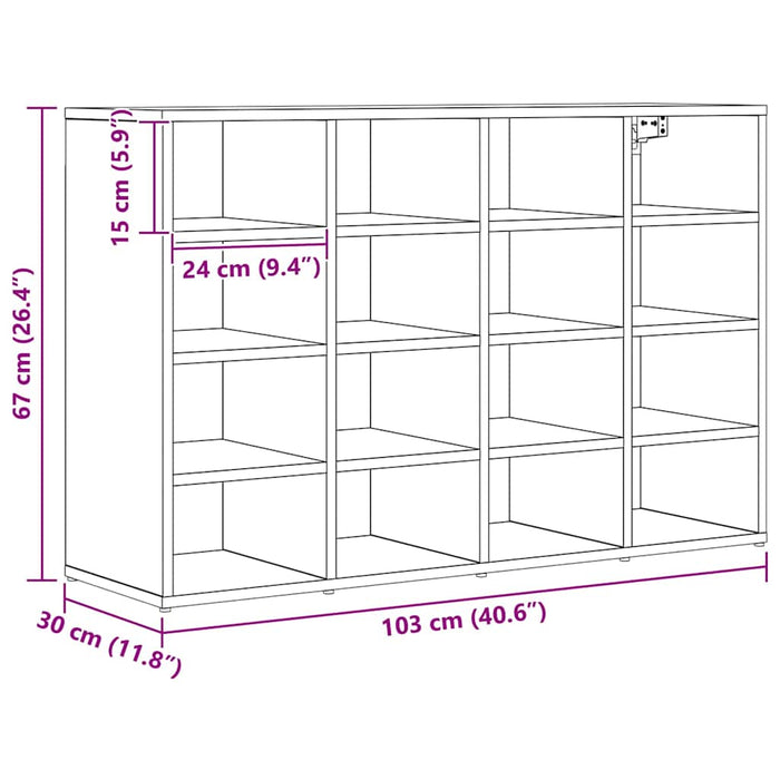 Dulap pentru pantofi cu raft Stejar Artizanal 103 x 30 x 67 cm - WALTI WALTI